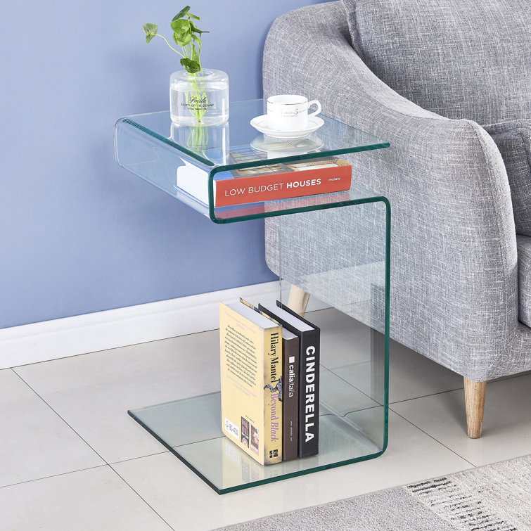 Small square store glass side table